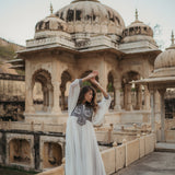 DELFINA WITH SINDHI EMBROIDERY - UNDYED/GOLD AND SILVER
