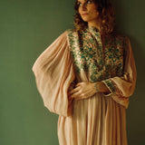 DELFINA WITH PAKKO EMBROIDERY - ROSE AND DARK GREEN