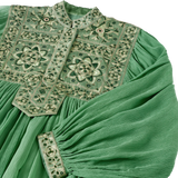 DELFINA WITH PAKKO EMBROIDERY - EMERALD GREEN LEAVES