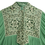 DELFINA WITH PAKKO EMBROIDERY - EMERALD GREEN LEAVES