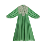 DELFINA WITH PAKKO EMBROIDERY - EMERALD GOLDEN LEAVES