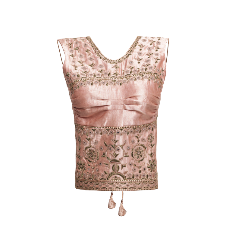 Cotton Choli top with Lace Sleeves main image 1