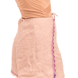 Elsa Shorts / Linen-Cream Violet