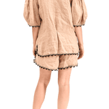 Agata Blouse / Linen-Cream Black