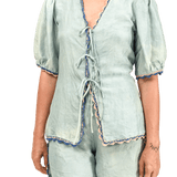 Agata Blouse / Silk-Acqua