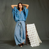 CHLOE TOP SILK / MISTY BLUE