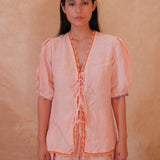 Agata Blouse / Linen - BLUSH