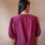 Agata Blouse / Silk- POMEGRANATE