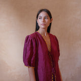 Agata Blouse / Silk- POMEGRANATE