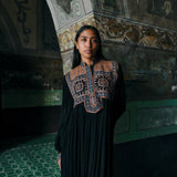 DELFINA WITH SINDHI EMBROIDERY - BLACK COFFEE SHEDRON